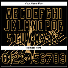 Load image into Gallery viewer, Custom Black Old Gold Guitar Music Festival 3D Pattern Design Bomber Full-Snap Varsity Letterman Jacket