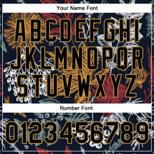 Load image into Gallery viewer, Custom Black Old Gold Flowers And Branches 3D Pattern Design Bomber Full-Snap Varsity Letterman Jacket