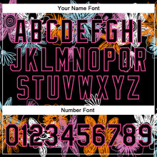 Load image into Gallery viewer, Custom Black Pink Flowers 3D Pattern Design Bomber Full-Snap Varsity Letterman Jacket
