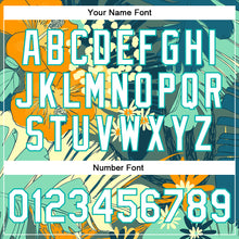 Load image into Gallery viewer, Custom Navy White-Aqua Flowers 3D Pattern Design Bomber Full-Snap Varsity Letterman Jacket