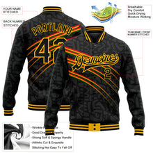 Load image into Gallery viewer, Custom Black Gold Black History Month 3D Pattern Design Bomber Full-Snap Varsity Letterman Jacket