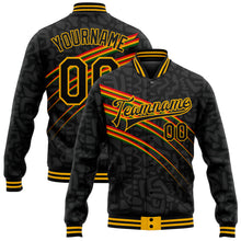 Load image into Gallery viewer, Custom Black Gold Black History Month 3D Pattern Design Bomber Full-Snap Varsity Letterman Jacket