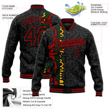 Load image into Gallery viewer, Custom Black Red Black History Month 3D Pattern Design Bomber Full-Snap Varsity Letterman Jacket