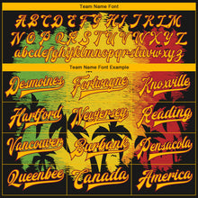 Load image into Gallery viewer, Custom Black Gold-Crimson Black History Month Hawaii Palm Trees 3D Bomber Full-Snap Varsity Letterman Jacket