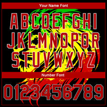 Load image into Gallery viewer, Custom Black Red-Kelly Green Black History Month Lion 3D Pattern Design Bomber Full-Snap Varsity Letterman Jacket