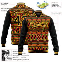 Load image into Gallery viewer, Custom Black Gold Red-Kelly Green Black History Month 3D Pattern Design Bomber Full-Snap Varsity Letterman Jacket