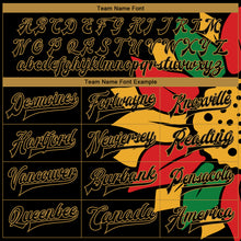 Load image into Gallery viewer, Custom Black Old Gold Red-Kelly Green Black History Month 3D Pattern Design Bomber Full-Snap Varsity Letterman Jacket