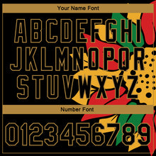 Load image into Gallery viewer, Custom Black Old Gold Red-Kelly Green Black History Month 3D Pattern Design Bomber Full-Snap Varsity Letterman Jacket