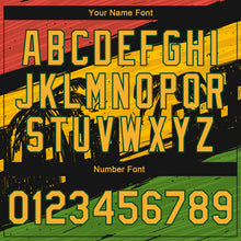 Load image into Gallery viewer, Custom Black Gold-Green Black History Month 3D Pattern Design Bomber Full-Snap Varsity Letterman Jacket