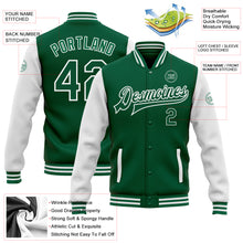 Load image into Gallery viewer, Custom Kelly Green White Bomber Full-Snap Varsity Letterman Two Tone Jacket