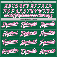 Load image into Gallery viewer, Custom Kelly Green White-Pink Bomber Full-Snap Varsity Letterman Two Tone Jacket