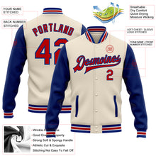 Load image into Gallery viewer, Custom Cream Red-Royal Bomber Full-Snap Varsity Letterman Two Tone Jacket