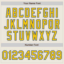 Load image into Gallery viewer, Custom Cream Yellow-Royal Bomber Full-Snap Varsity Letterman Two Tone Jacket