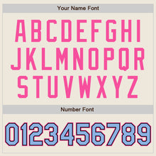 Load image into Gallery viewer, Custom Cream Light Blue Black-Pink Bomber Full-Snap Varsity Letterman Two Tone Jacket