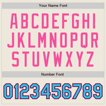 Load image into Gallery viewer, Custom Cream Sky Blue Black-Pink Bomber Full-Snap Varsity Letterman Two Tone Jacket