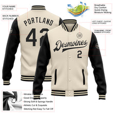 Load image into Gallery viewer, Custom Cream Black Bomber Full-Snap Varsity Letterman Two Tone Jacket
