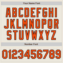 Load image into Gallery viewer, Custom Cream Orange-Black Bomber Full-Snap Varsity Letterman Two Tone Jacket