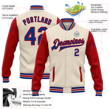 Load image into Gallery viewer, Custom Cream Royal-Red Bomber Full-Snap Varsity Letterman Two Tone Jacket