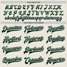 Load image into Gallery viewer, Custom Cream Black-Kelly Green Bomber Full-Snap Varsity Letterman Two Tone Jacket