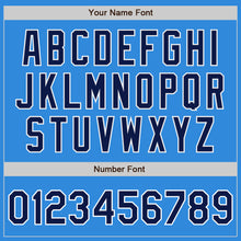 Load image into Gallery viewer, Custom Powder Blue Navy-White Bomber Full-Snap Varsity Letterman Two Tone Jacket