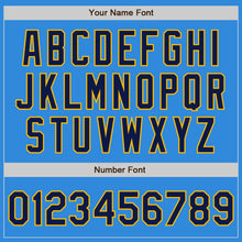 Load image into Gallery viewer, Custom Powder Blue Navy Cream-Gold Bomber Full-Snap Varsity Letterman Two Tone Jacket