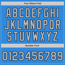 Load image into Gallery viewer, Custom Powder Blue Gray-Black Bomber Full-Snap Varsity Letterman Two Tone Jacket