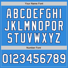 Load image into Gallery viewer, Custom Powder Blue White-Navy Bomber Full-Snap Varsity Letterman Two Tone Jacket