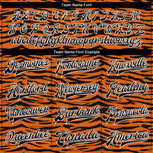Load image into Gallery viewer, Custom Orange Black-White Tiger Stripes 3D Pattern Design Bomber Full-Snap Varsity Letterman Jacket