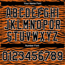 Load image into Gallery viewer, Custom Orange Black-White Tiger Stripes 3D Pattern Design Bomber Full-Snap Varsity Letterman Jacket