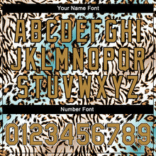 Load image into Gallery viewer, Custom White Black-Old Gold Leopard Print 3D Pattern Design Bomber Full-Snap Varsity Letterman Jacket