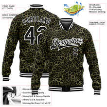 Load image into Gallery viewer, Custom Camo Black-White Leopard Print 3D Pattern Design Bomber Full-Snap Varsity Letterman Salute To Service Jacket