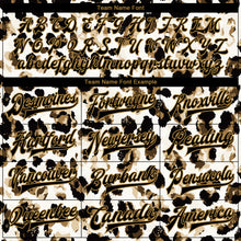 Load image into Gallery viewer, Custom White Black-Old Gold Leopard Print 3D Pattern Design Bomber Full-Snap Varsity Letterman Jacket