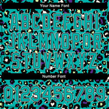 Load image into Gallery viewer, Custom Teal Black-White Leopard Print 3D Pattern Design Bomber Full-Snap Varsity Letterman Jacket