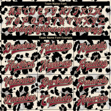 Load image into Gallery viewer, Custom City Cream Crimson-Black Leopard Print 3D Pattern Design Bomber Full-Snap Varsity Letterman Jacket