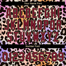 Load image into Gallery viewer, Custom City Cream Crimson-Black Leopard Print 3D Pattern Design Bomber Full-Snap Varsity Letterman Jacket