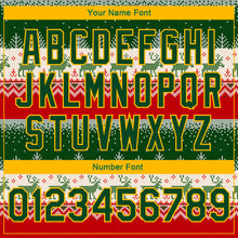 Load image into Gallery viewer, Custom Green Gold Christmas Reindeers 3D Bomber Full-Snap Varsity Letterman Jacket