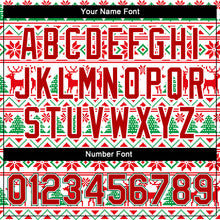 Load image into Gallery viewer, Custom White Red-Kelly Green Christmas 3D Bomber Full-Snap Varsity Letterman Jacket