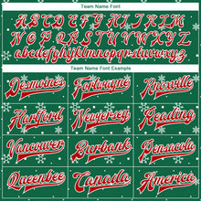 Load image into Gallery viewer, Custom Kelly Green Red-White Christmas 3D Bomber Full-Snap Varsity Letterman Jacket