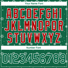 Load image into Gallery viewer, Custom Kelly Green Red-White Christmas 3D Bomber Full-Snap Varsity Letterman Jacket