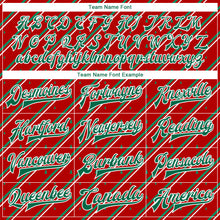 Load image into Gallery viewer, Custom Red Kelly Green-White Christmas 3D Bomber Full-Snap Varsity Letterman Jacket
