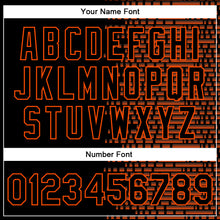 Load image into Gallery viewer, Custom Black Orange Halftone 3D Pattern Design Bomber Full-Snap Varsity Letterman Jacket