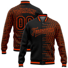 Load image into Gallery viewer, Custom Black Orange Halftone 3D Pattern Design Bomber Full-Snap Varsity Letterman Jacket