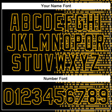 Load image into Gallery viewer, Custom Black Gold Halftone 3D Pattern Design Bomber Full-Snap Varsity Letterman Jacket