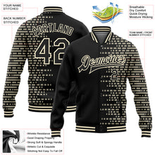 Load image into Gallery viewer, Custom Black Cream Halftone 3D Pattern Design Bomber Full-Snap Varsity Letterman Jacket