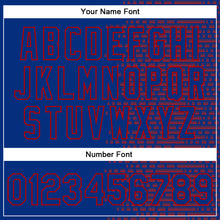 Load image into Gallery viewer, Custom Royal Red-White Halftone 3D Pattern Design Bomber Full-Snap Varsity Letterman Jacket