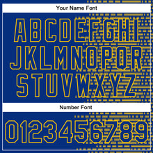 Load image into Gallery viewer, Custom Royal Yellow Halftone 3D Pattern Design Bomber Full-Snap Varsity Letterman Jacket