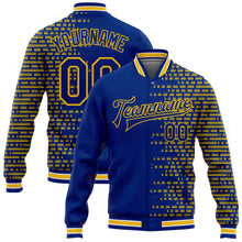Load image into Gallery viewer, Custom Royal Yellow Halftone 3D Pattern Design Bomber Full-Snap Varsity Letterman Jacket