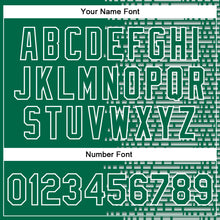 Load image into Gallery viewer, Custom Kelly Green White Halftone 3D Pattern Design Bomber Full-Snap Varsity Letterman Jacket