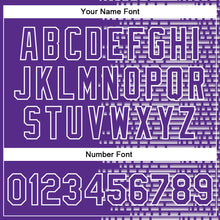 Load image into Gallery viewer, Custom Purple White Halftone 3D Pattern Design Bomber Full-Snap Varsity Letterman Jacket