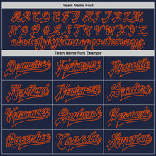 Load image into Gallery viewer, Custom Navy Orange Bomber Full-Snap Varsity Letterman Two Tone Jacket
